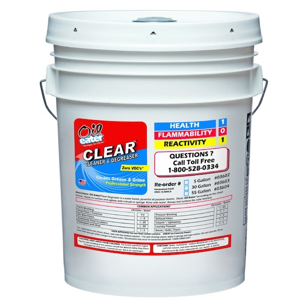 Oil Eater Cleaner/Degreaser, 5 Gal Pail, Liquid, Clear AOD5G03602 - main