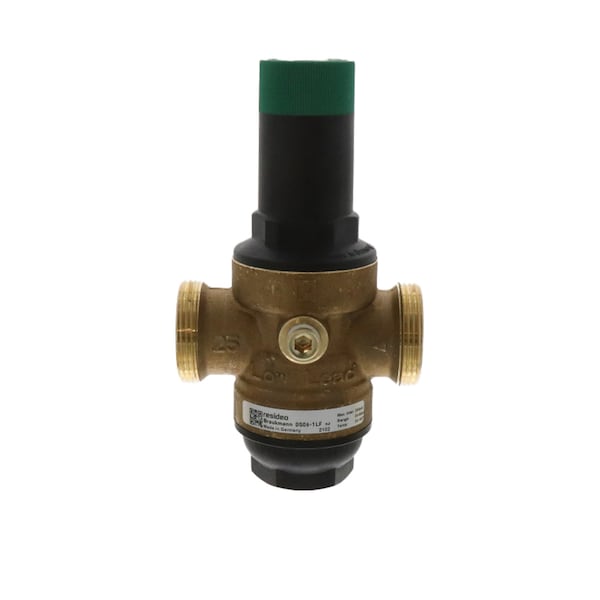 Resideo Pressure Regulating Valve 1'' FPT Union Sweat Inlet 25-90 Psi Adjustable Outlet Potable Water DS06-102-DUS-LF - main