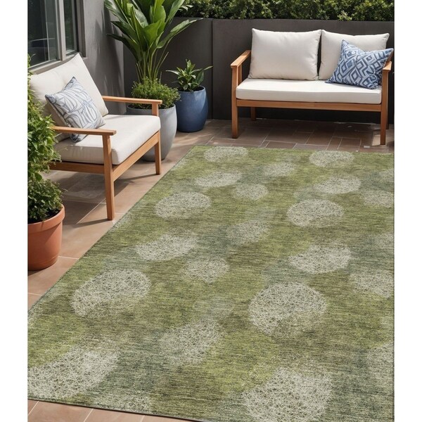 Homeroots 5' X 8' Green Ivory And Sage Polka Dot Washable Indoor Outdoor Area Rug 614666 - main