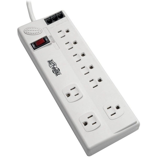 Tripp Lite Power Strip, Surge, 8 5-15R, 5-15P, 8 ft., Light Gray TLP808TELTAA - main