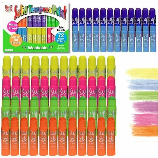 The Pencil Grip Tempera Paint Sticks, Kwik Stix, 72/BX, AST Neon TPG626 - main
