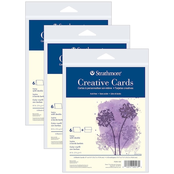 Strathmore Creative Cards & Envelopes, Ivory with Deckle Edge, Full Size, 5x6.875 inch, 18PK P205-130 - main
