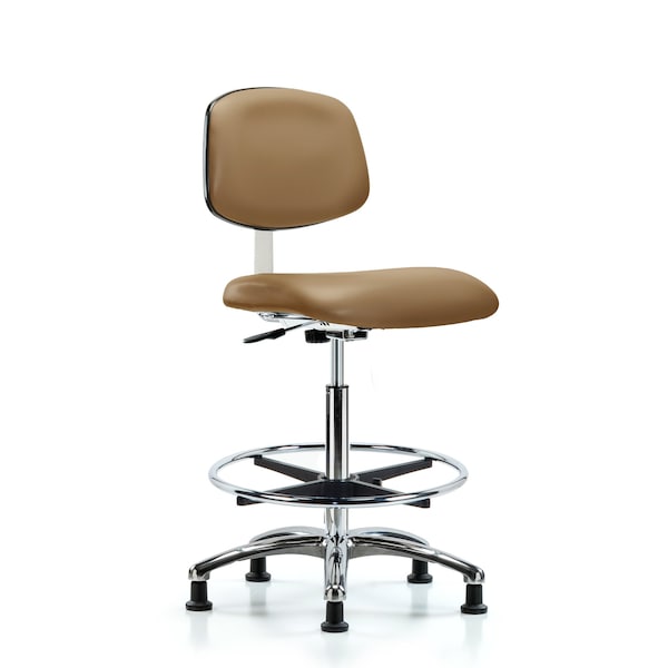 Blue Ridge Ergonomics Clean Room Chair Hi Ben Chair, Vin, Chrm, CF, Glds, Taupe, CL10, 26" to 35-1/2" Height, Vinyl, Taupe BR-CLR-VHBCH-CR-CF-RG-8584 - main