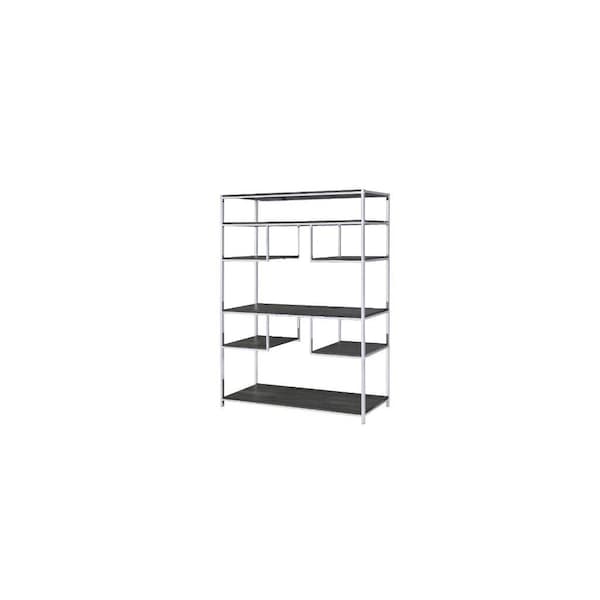 Homeroots Gray And Silver Metal Seven Tier Geometric Bookcase 486295 - main