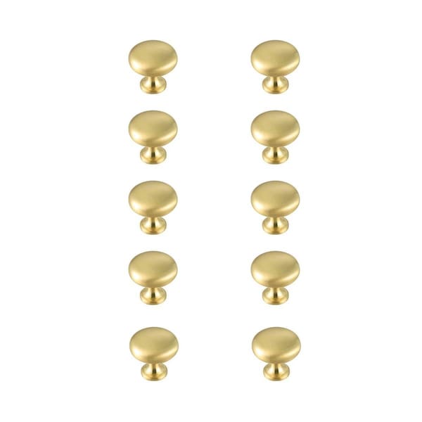Elegant Decor 1.2 in. Dia. Cadon Multipack Mushroom Knob, Brushed Gold, 10PK KB2002-GD-10PK - main