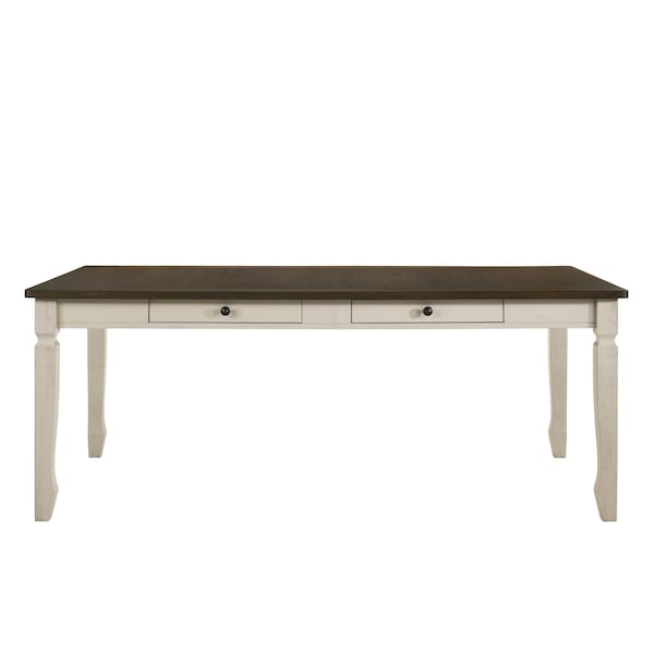 Homeroots 78" Oak and Cream Wood Dining Table 631280 - main