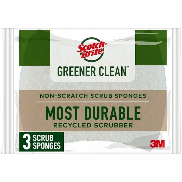 Scotch Greener Clean Non-Scratch Scrubber Sponge For Multi-Purpose 4.5 in. L 3 pk 97033-UG - main