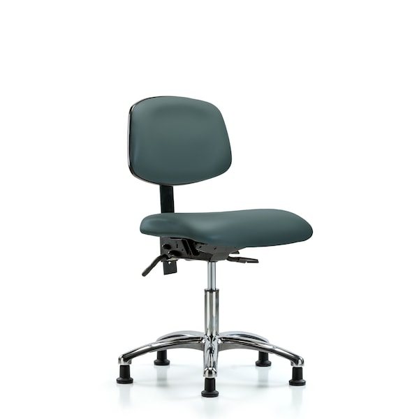 Blue Ridge Ergonomics Desk Chair Desk Chair, Vinyl, Chrome Tilt Glides, Blu, No Arms, 18" to 23" Height, Vinyl BR-VDHCH-CR-T1-A0-RG-8546 - main