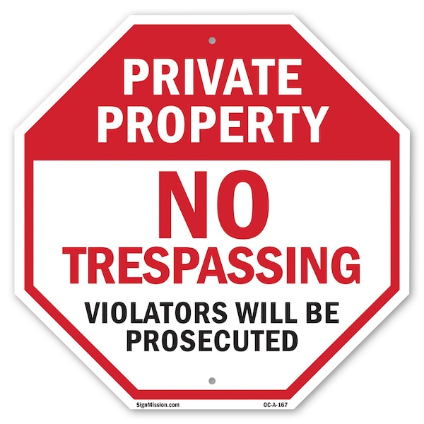 Signmission Private Property No Trespassing Vio, 10 Inch X 10 Inch, Aluminum Metal Signs OC-A-10-167 - main