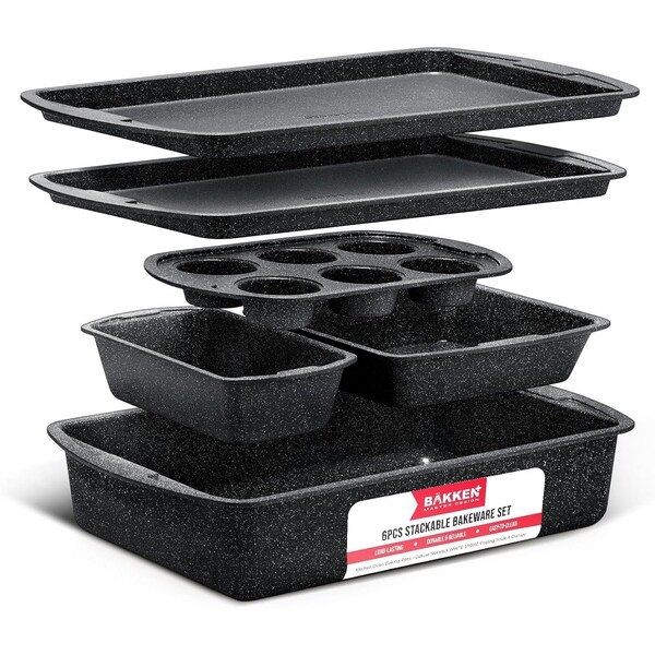 Bakken-Swiss 6-Piece Bakeware Set, Stackable Non-Stick Carbon Steel Pans, Gray Coating for Home BAKDIEGY - main