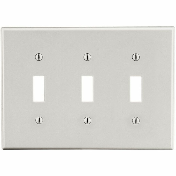 Hubbell Wiring Device-Kellems Wallplate, 3-Gang, 3) Toggle Gang, Light Almond P3LA - main