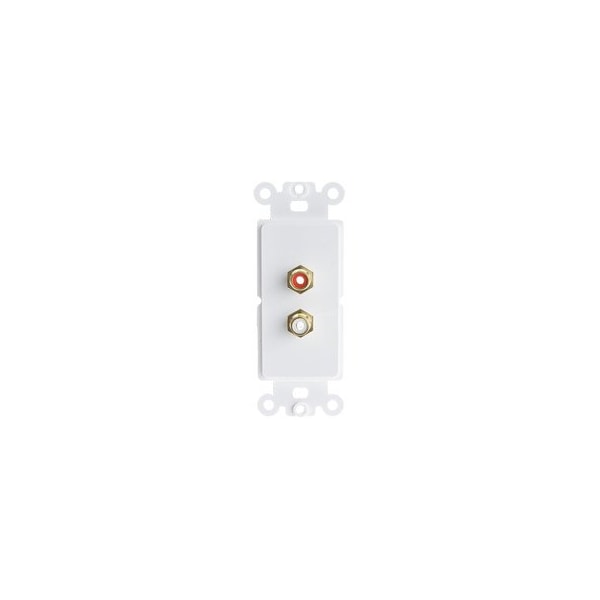 Cable Wholesale Decora Wall Plate Insert, White, RCA Stereo Couplers (Red/White), 2 RCA Female 301-2002 - main
