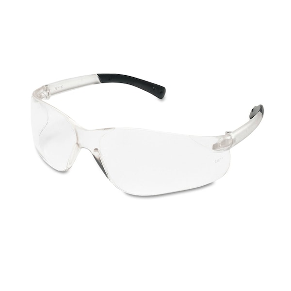 Mcr Safety Safety Glasses, 99.9% UV Rays, Clear Lens, Black Frame, Frameless, 12 PK BK110 - main