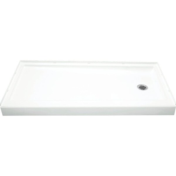 Sterling Ensemble Shower Base, 60 in L, 30 in W, 5 in H, Vikrell, White, Alcove Installation, 3516 in Drain 72171120-0 - main