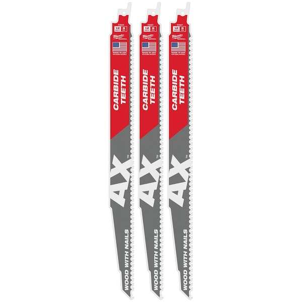 Milwaukee Tool 12 in x 5 TPI Reciprocating Saw Blade, 3 PK 48-00-5327 - main