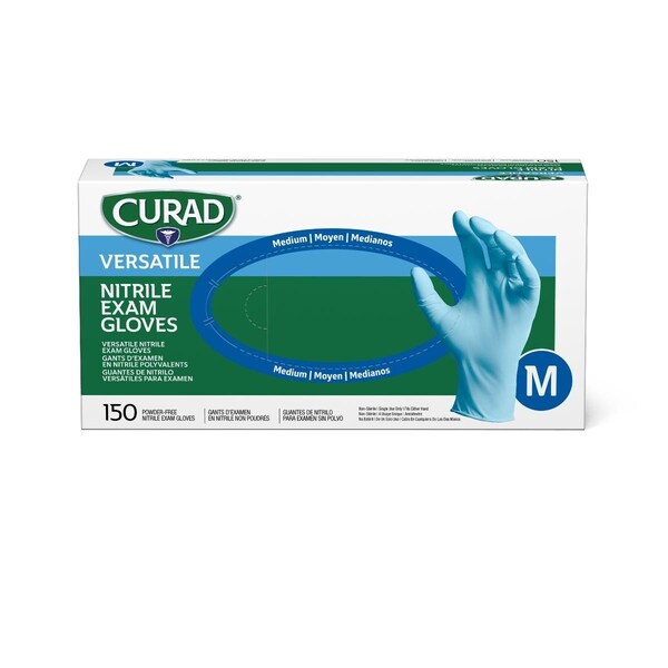 Medline CURAD Textured Nitrile Exam Gloves, Size M, 150PK CUR9315H - main