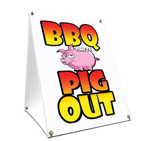Signmission Bbq Time To Pig Out, 36 Inch x 24 Inch A-frame Yard Sign, Plastic Sign SBC-2436-Bbq Time To Pig Out - main