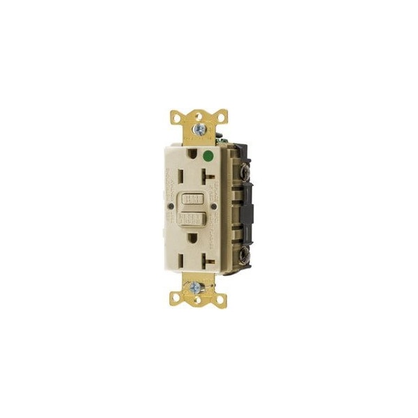 Hubbell 20A Hospital Grade Self-Test GFCI Receptacle, Ivory GFRST83I - main