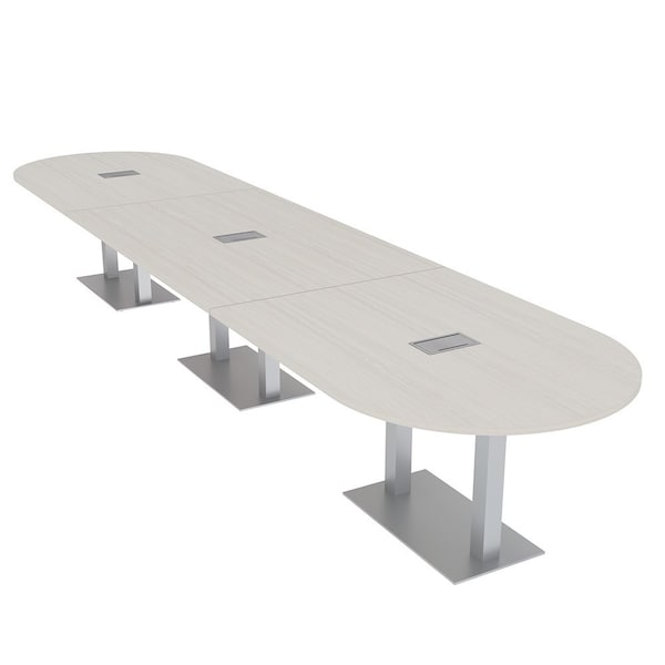 Skutchi Designs Racetrack Conference Table With Power Unit, 48 in W, 216 in L, Ivory HAR-RAC-48X216-DOU-K458-ESIL - main