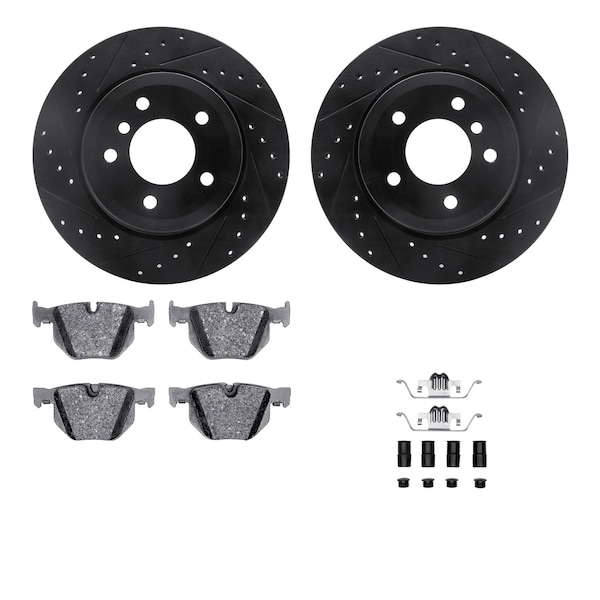 Dynamic Friction Co DFC Rotors-Drilled & Slotted-Black w/ EURO 5000 Ceramic Brake Pads Incl Hdw 8612-31068 - main