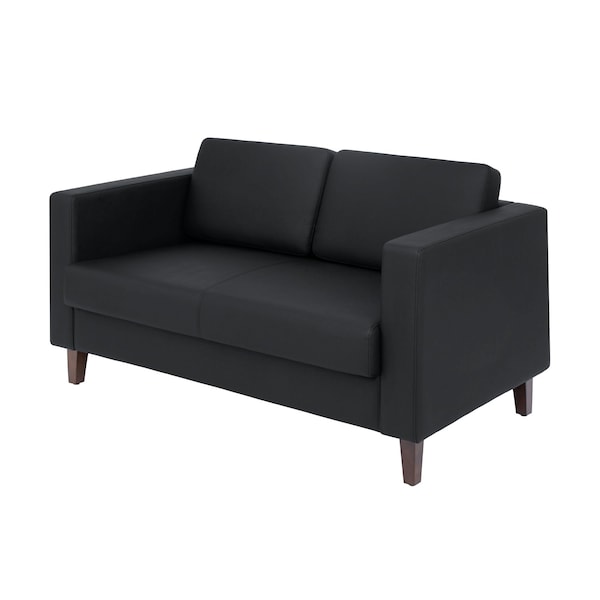 Flash Furniture HERCULES Artemis Black LeatherSoft Reception Loveseat w/2 AC Outlets/1 USB/1 USB-C Ports ZB-8921-2S-BLK-GG - main