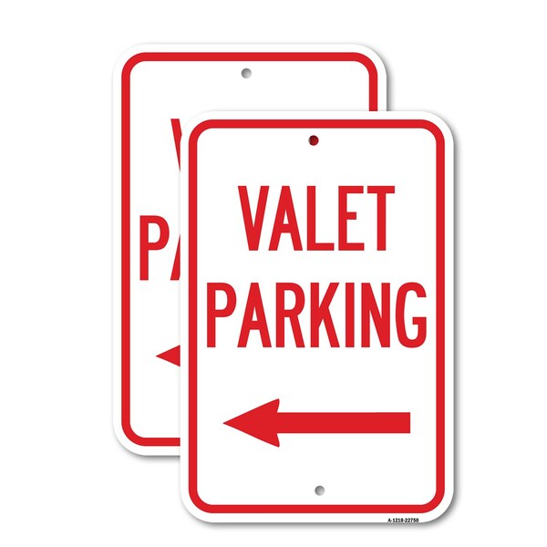 Signmission Valet Parking with Left Arrow, 18'' X 24'' 2 Signs, Heavy Gauge Aluminum, 2PK A-1824-2PACK-22750 - main