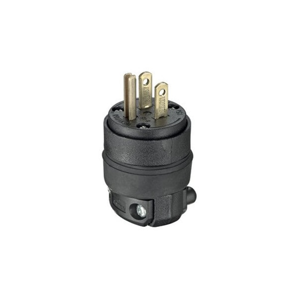Leviton Straight Blade Plug, 5-15P, 15 A, 125V AC, 2 Pole, Screw Terminals, Grounded 515PR - main