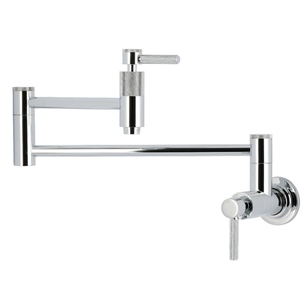 Kingston Brass Wall Mount Pot Filler Faucet with Knurled Handle, Polished Chrome KS8101KNL - main