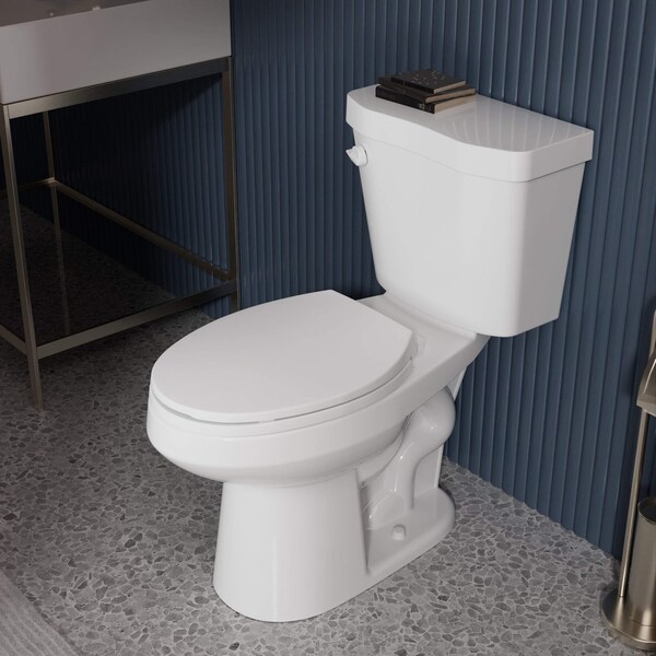Anzzi Garden 12in 2pc 1.28 GPF Siphon Elongated Ceramic Toilet, White Soft Close Seat, ADA height Included TL-AZ070 - main