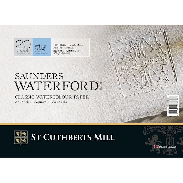 St Cuthberts Saunders Waterford Watercolor Block, Cold Pressed, White, 140lb/300gsm, 20 Sheet, 10x7 inch T46330001011B - main
