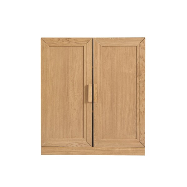Homeroots Set Of Two Natural Wood Corner Accent Cabinet With Two Doors 719680 - main