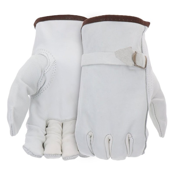 Boss B81202-L Gloves with Wrist Enclosure, L, Keystone Thumb, Slip-On Cuff, Cowhide Leather, Natural 4070L - main