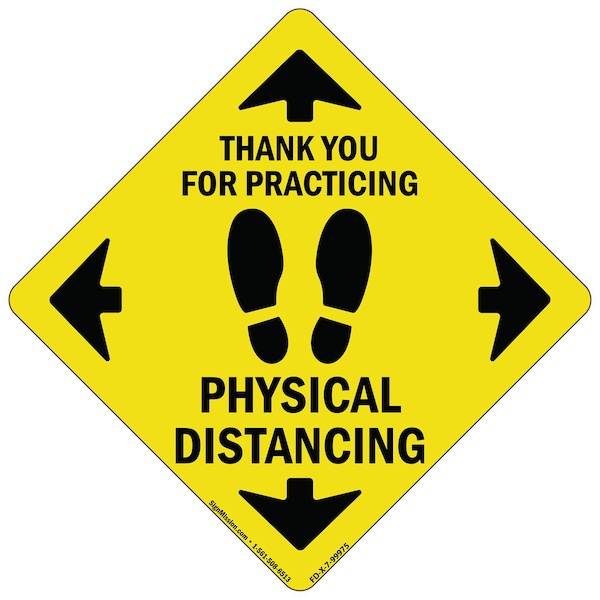 Signmission Thank You For Practicing Safe Distance Non-Slip Floor Graphic, 7in Vinyl, 7" x 7", FD-2-X-7-99975 FD-2-X-7-99975 - main