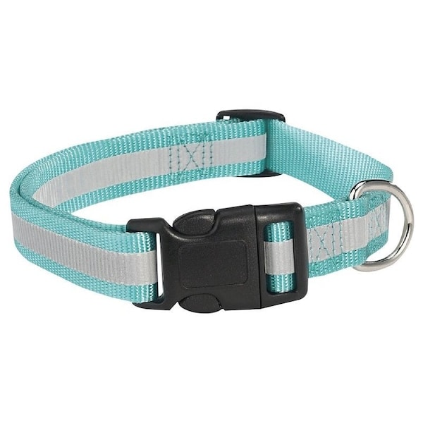 Guardian Gear Dog Collar, 14 to 20 in L Collar, 5/8 in W Collar, Nylon, Blue, Reflective Taping ZA984 14 19 - main