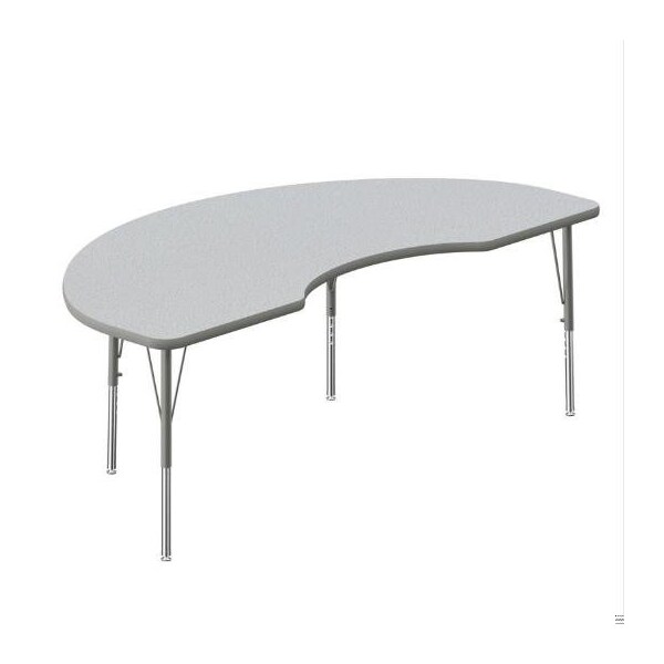 Correll Kidney HPL Activity Table, 72 in W, 36 in L, 19 in to 29 in H, Particleboard, Gray Granite A3672-KID-15-14-13 - main