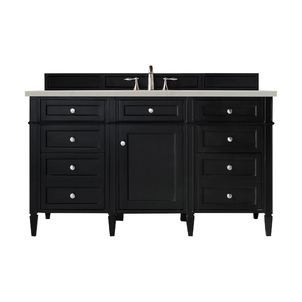 James Martin Vanities Brittany 60" Single Vanity, Black Onyx, w/ 3 CM Siberian Silestone Top w/FreePower Wireless Charger 650-V60S-BKO-FSFR - main