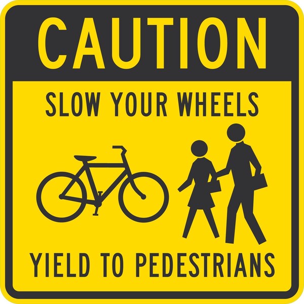 Lyle Caution Slow Your Wheels (Symbols) Yield To, 24x24, High Intensity Prismatic, Yellow G-13831-HI_24x24 - main