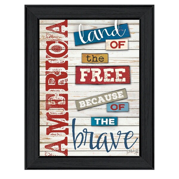 Homeroots America Land of the Free Black Framed Print Wall Art 405179 - main