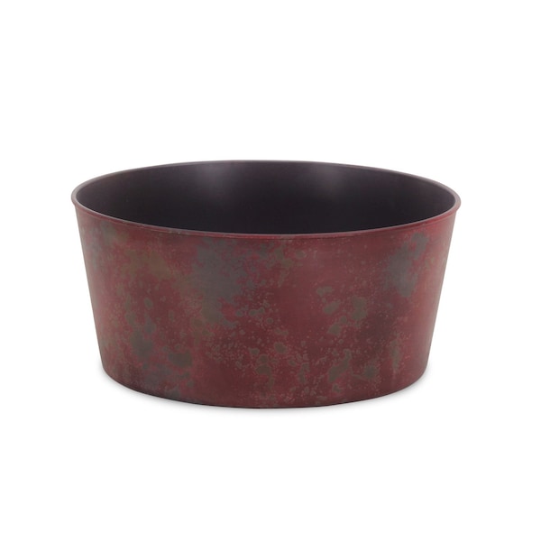 Homeroots 12in Red Recycled Plastic Indoor Outdoor Round Pot Planter 488306 - main