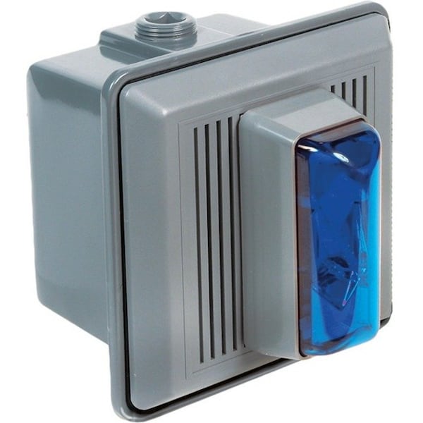 Edwards Signaling Horn Strobe, Horn, Continuous, 120V AC, 90 dB, Thermoplastic, Blue Lens, Gray Housing, Surface Mount 868STRB-N5 - main