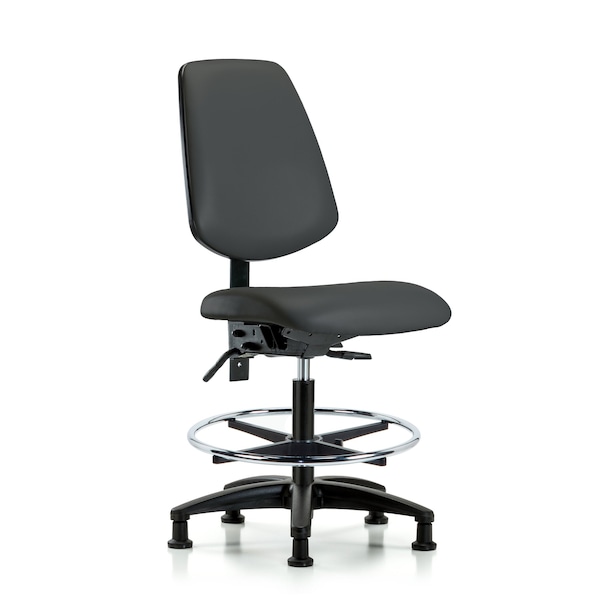 Blue Ridge Ergonomics Medium Bench Chair No Arms, 22" to 29" Height, Vinyl, Charcoal BR-VMBCH-MB-RG-T0-A0-CF-RG-8605 - main
