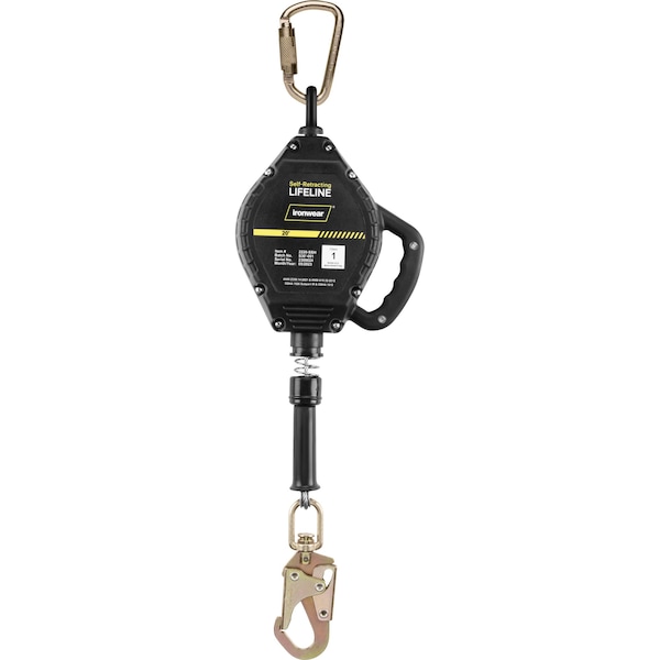 Ironwear 20' Web Class 1 Self Retracting Lifeline w/ Steel Snap Hook 2220-SSH - main