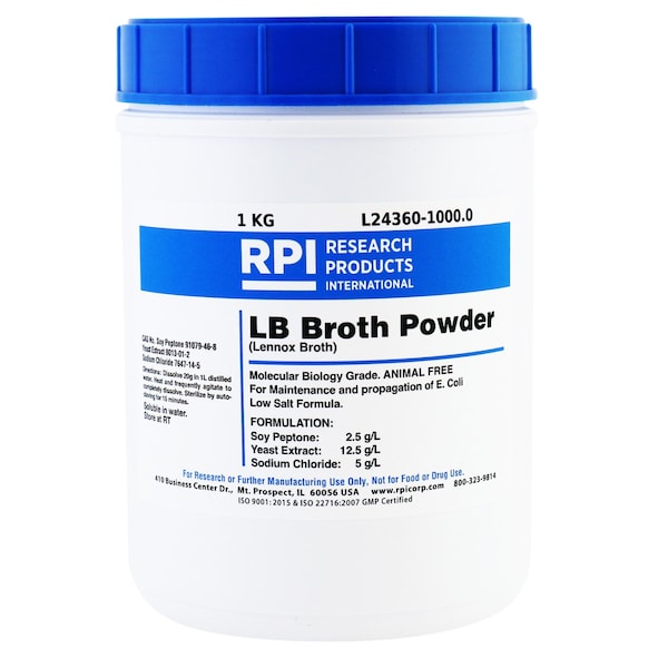 Rpi LB Broth Lennox LB Broth Animal Free, Powder, 1 Kilogram L24360-1000.0 - main