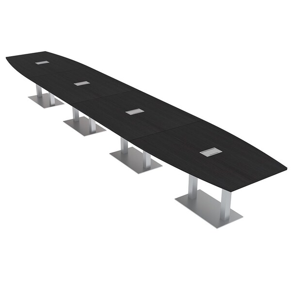 Skutchi Designs Boat Conference Table With Power Unit, 48 in W, 240 in L, Black HAR-BOT-48x240-DOU-U999ST19-ESIL - main