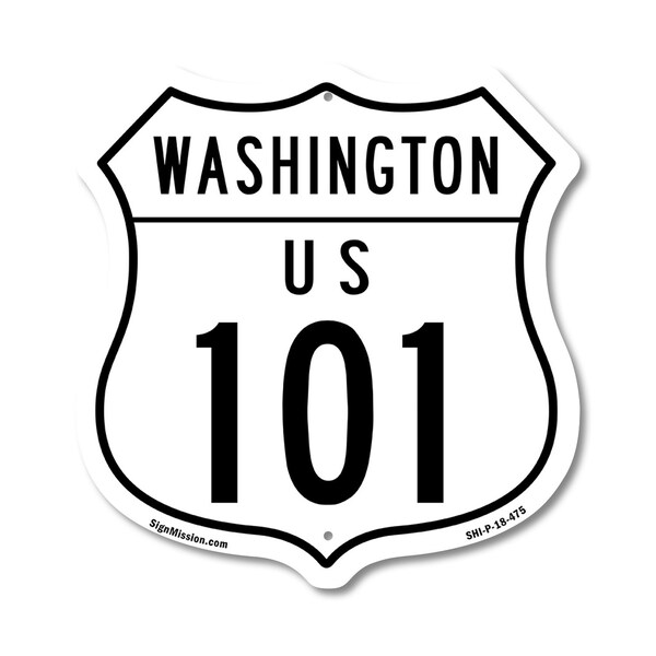 Signmission Washington Route Marker Shield Sign Us 1, 18 Inch X 18 Inch, Plastic Sign SHI-P-18-475 - main