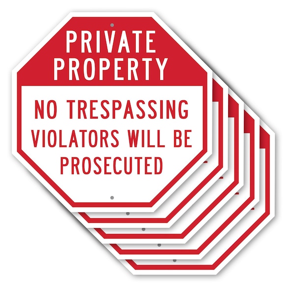 Signmission Private Property No Trespassing Vio, 10 inch X 10 inch, Aluminum Metal Signs, 5PK OC-A-5Pack-10-171 - main