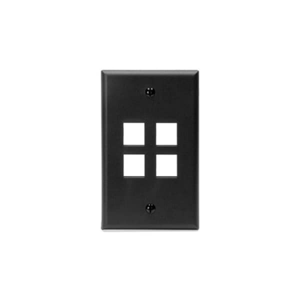 Leviton 4-Port Wallplate Unloaded, 1-Gang Used W/Snap-In Modules 41080-4EP - main