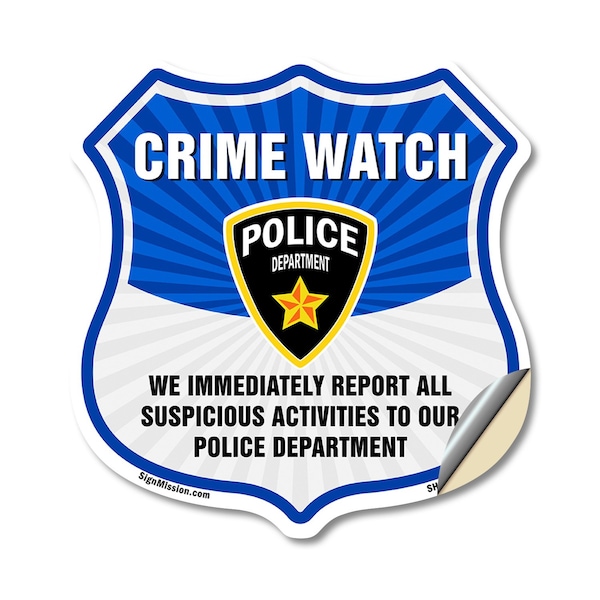 Signmission Neighborhood Crime Watch Shield Sign We, 12 Inch X 12 Inch, Vinyl Decal SHI-D-12-388 - main