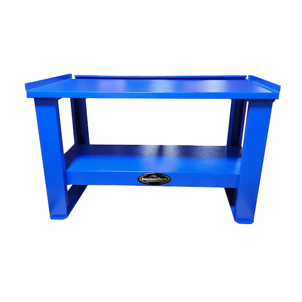 American Hawk Industrial Automotive Transmission Table With Shelf - Blue, Shop Table with Liquid Runoff Tray WDT-1K-BLU - main