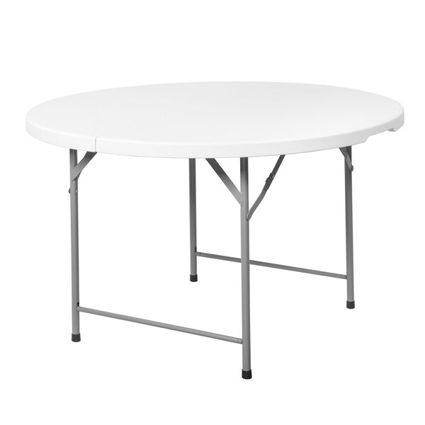 Regency Trestle 4 ft Round Folding Table, Fold-in-Half with Handle, Heavy-Duty Steel Frame, 48 in, White TBM48RNDWH - main